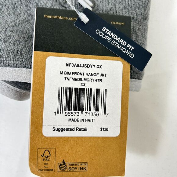 NWT Men's North Face Medium 3X Grey Heather Big Front Range Fleece Jacket F36 - Picture 4 of 9